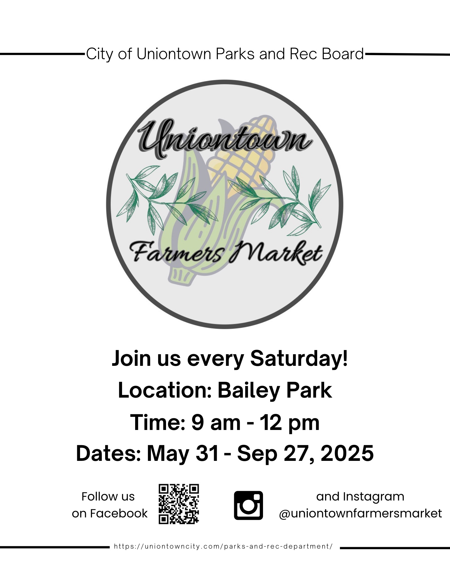 Uniontown farmer's market schedule